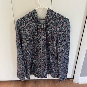 Christopher & Banks Navy Abstract Print Zip Up Hoodie Jacket Women’s Large